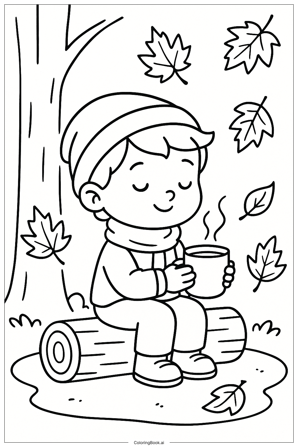  Heiße Herbst-Kakao trinken Ausmalseite 