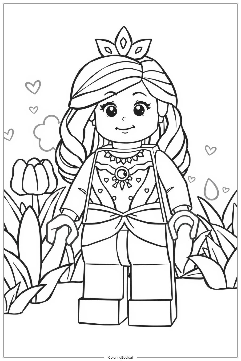  Lego Princess in a Magical Garden Coloring Page 