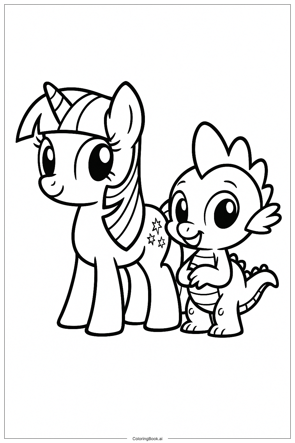  Page de coloriage Twilight Sparkle et Spike le Dragon 