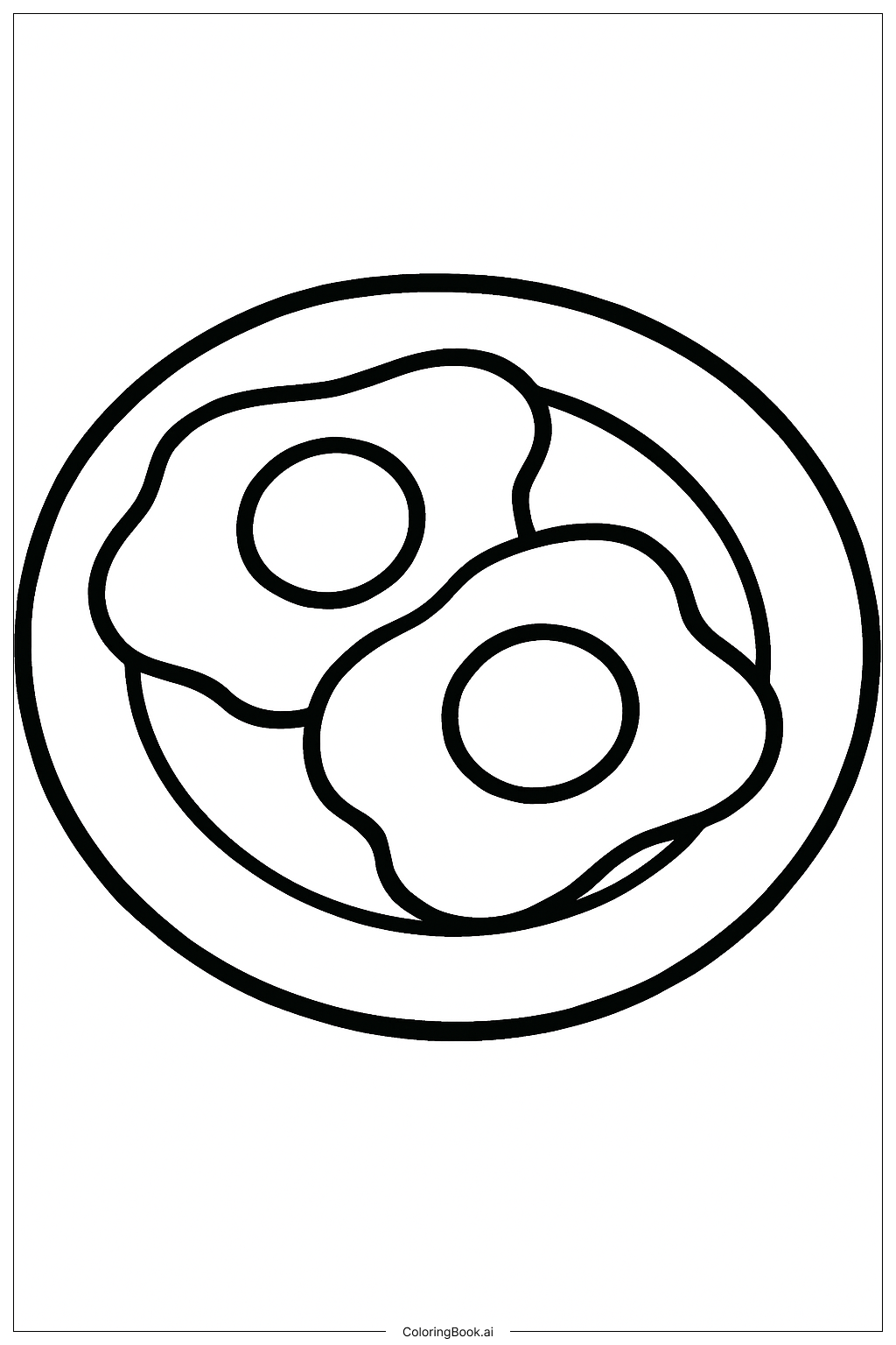  Two Fried Eggs On A Plate Coloring Page 
