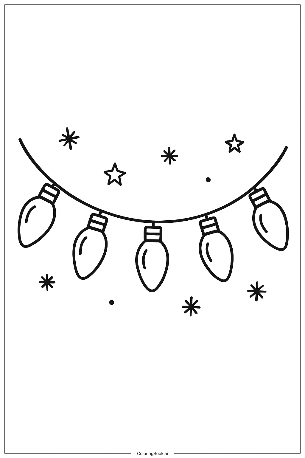  크리스마스 전구 가랜드 간단한 색칠공부 페이지 