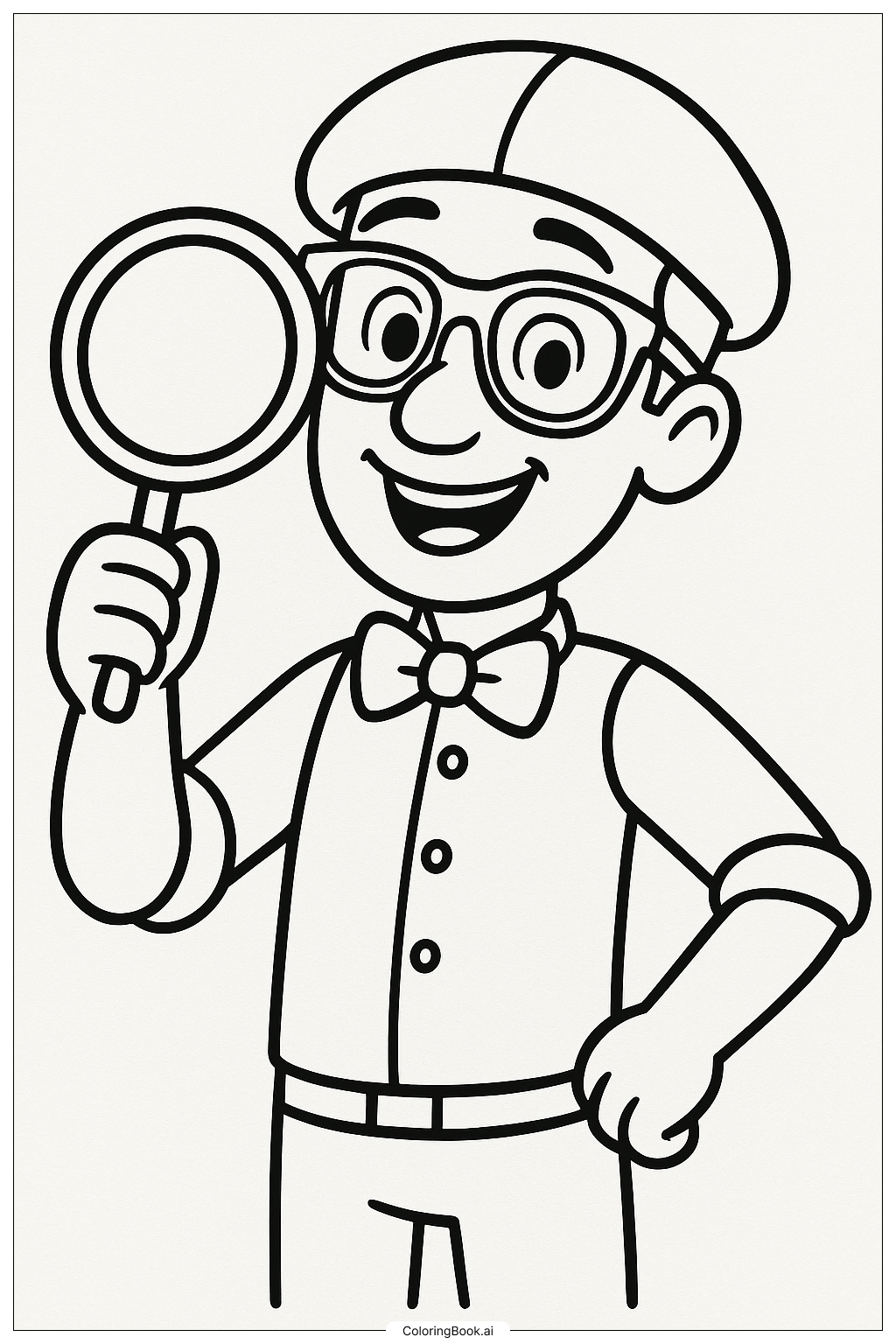 Blippi 和放大镜填色页
