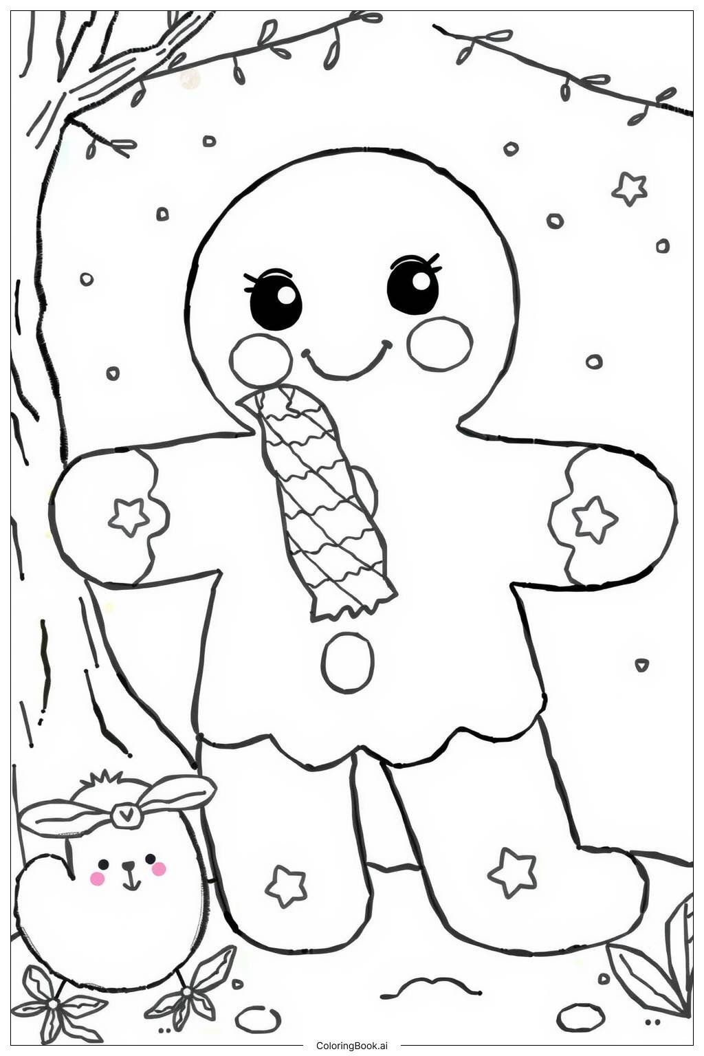  Gingerbread Man Meeting Forest Animals Coloring Page 