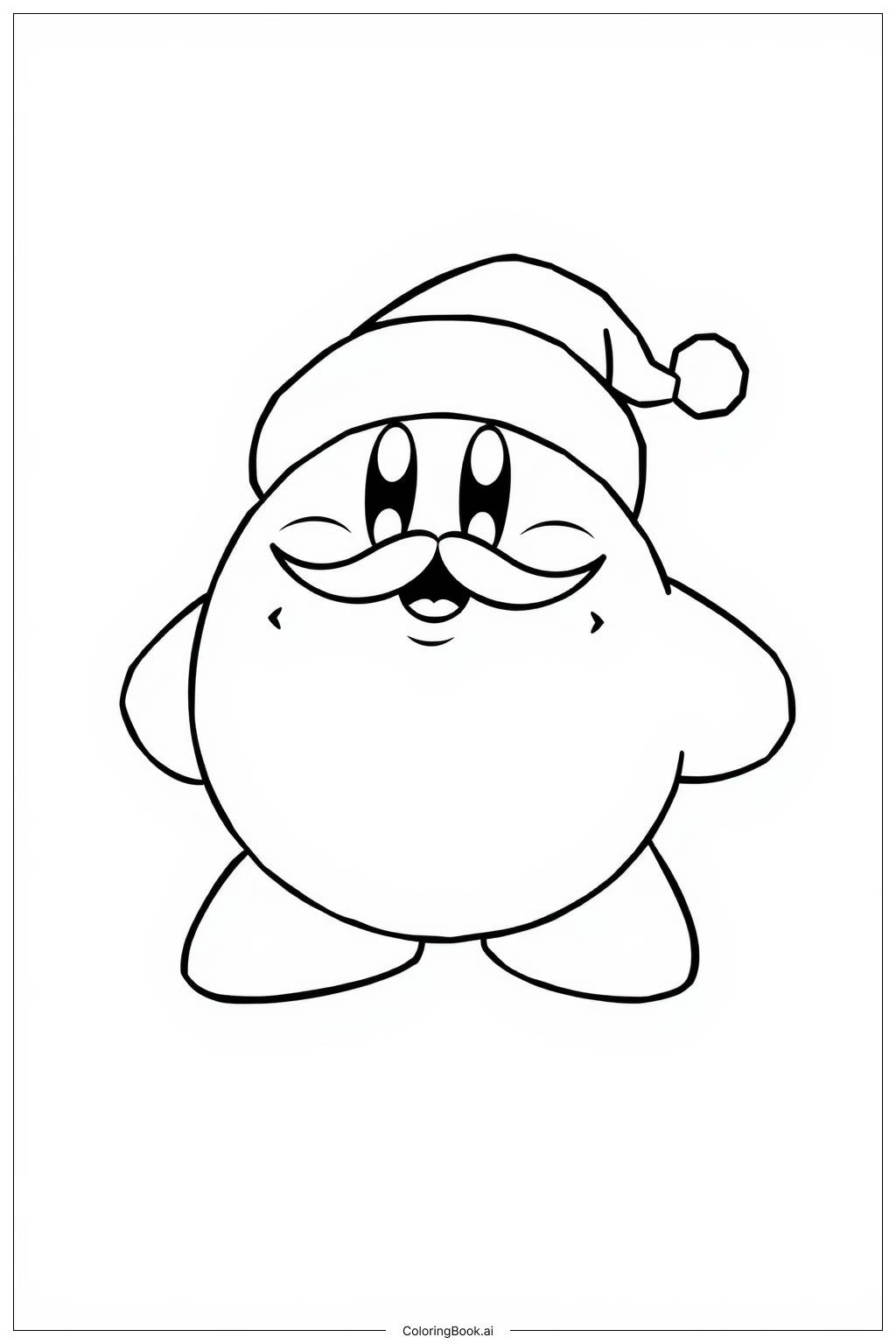  Kirby dressed as Santa Claus Coloring Page 