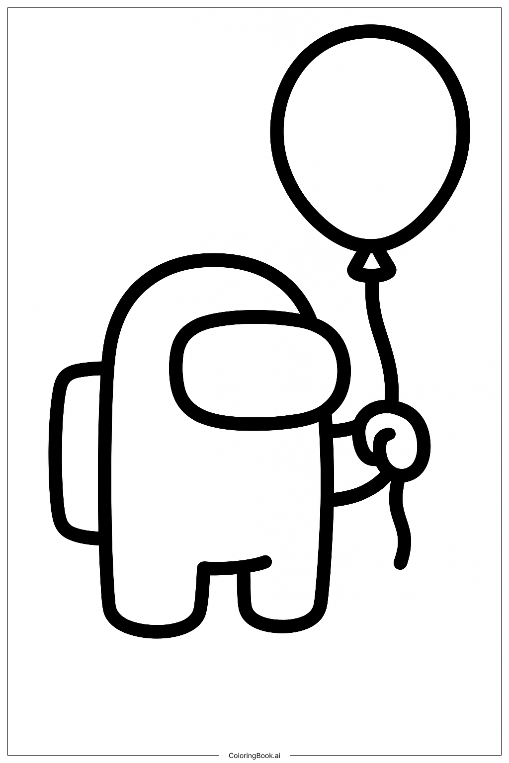  Among Us Character With A Balloon Coloring Page 