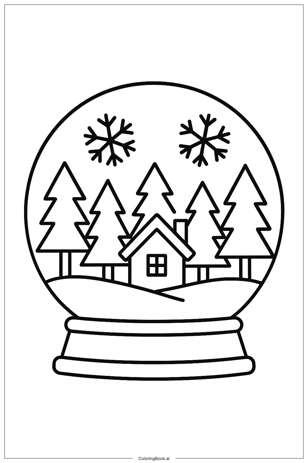 魔法の森のスノードームの塗り絵ページ