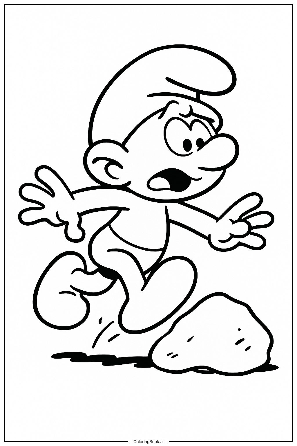  Clumsy Smurf Tripping Over A Rock Coloring Page 