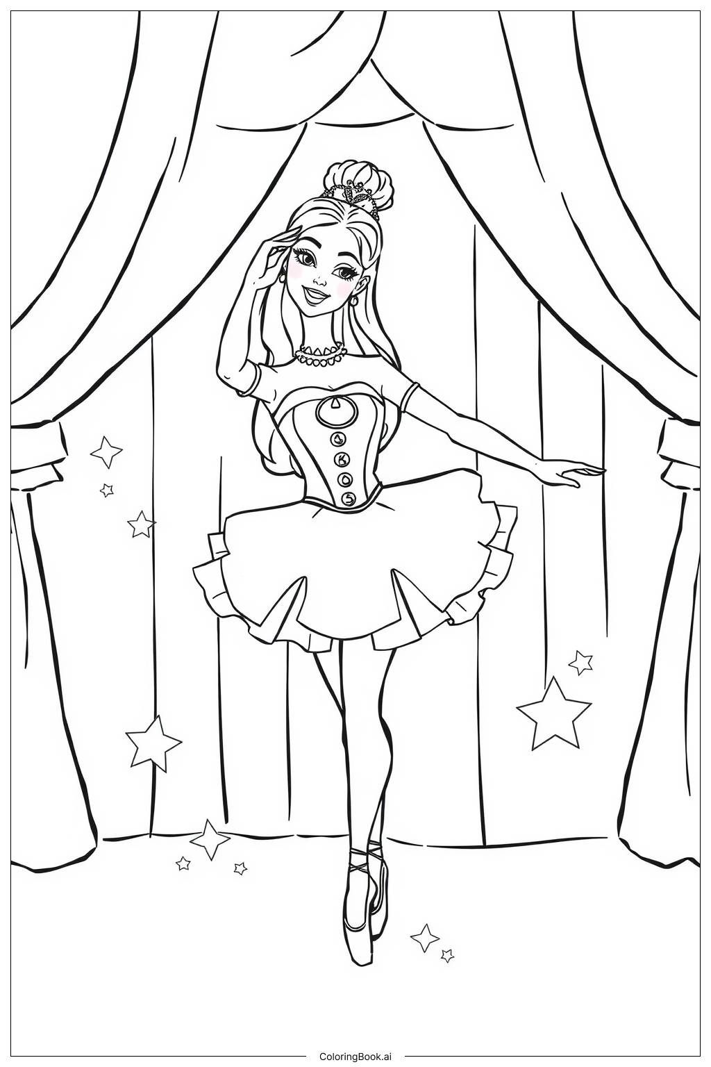  Page de coloriage barbie ballerine dansante sur scène 