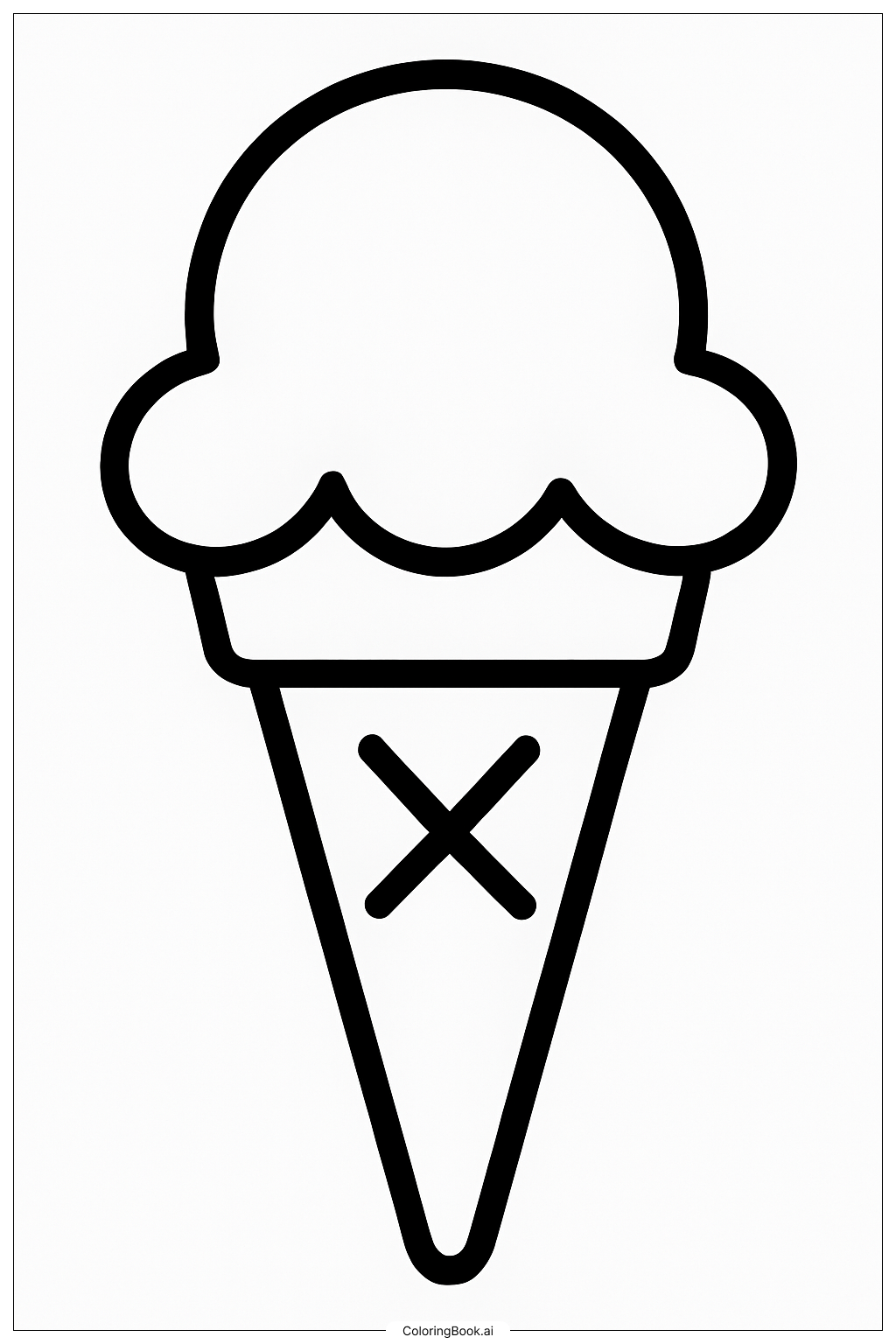 A Preppy Ice Cream Cone Coloring Page