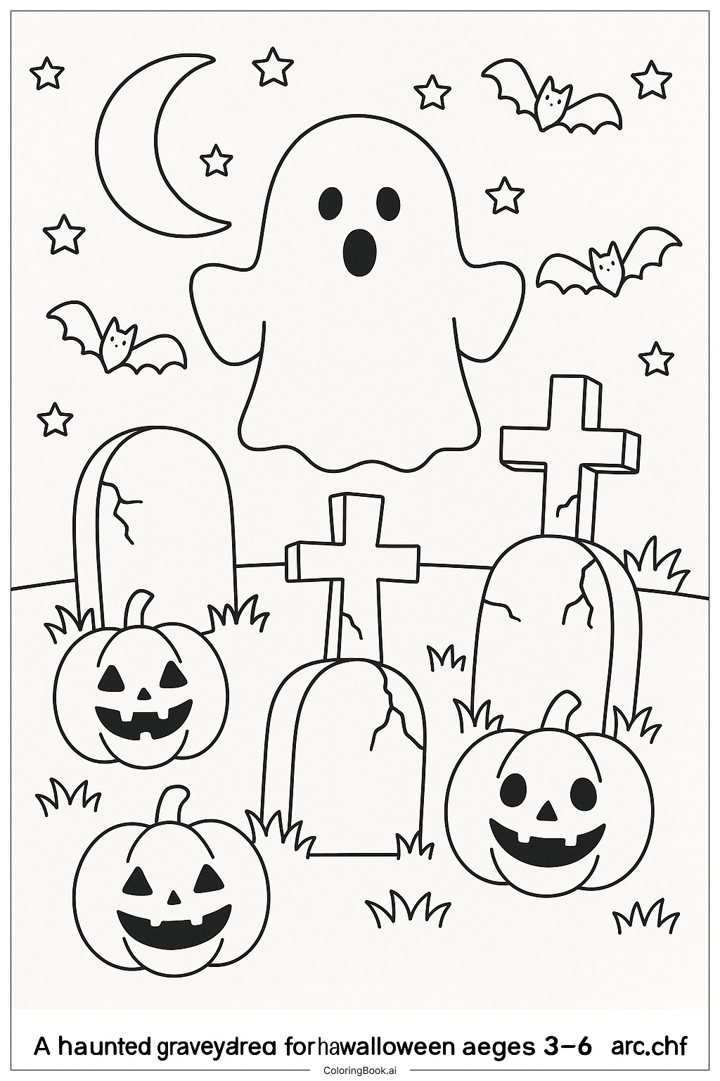  Ein Spukfriedhof für Halloween 2025 Ausmalseite 