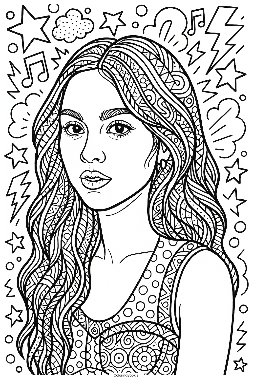  Pop Art Portrait Of Olivia Rodrigo Coloring Page 