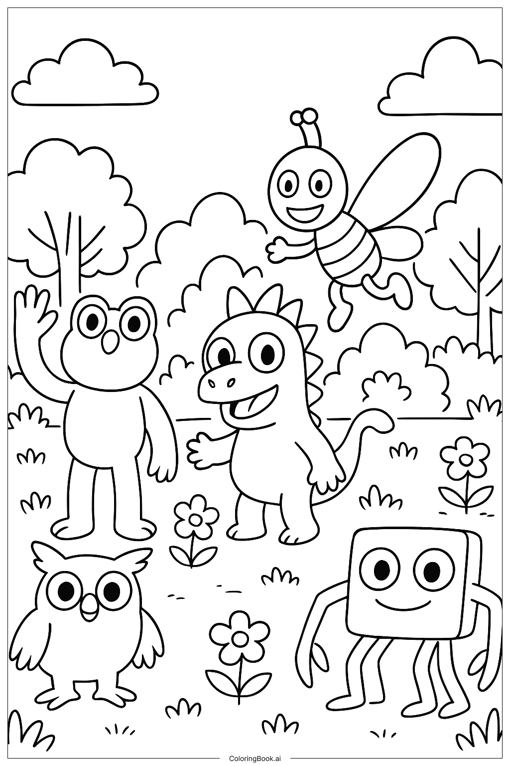  Página para colorir de Personagens do Jardim de Banban 4 