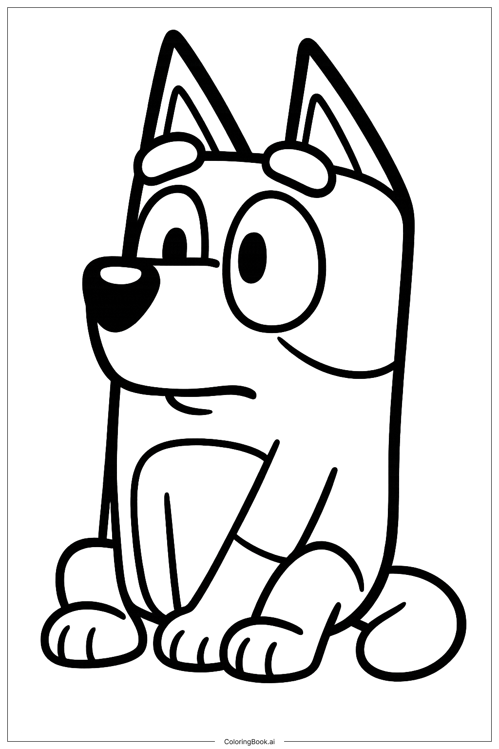  Página para colorir de Bluey Sentado e Ouvindo 