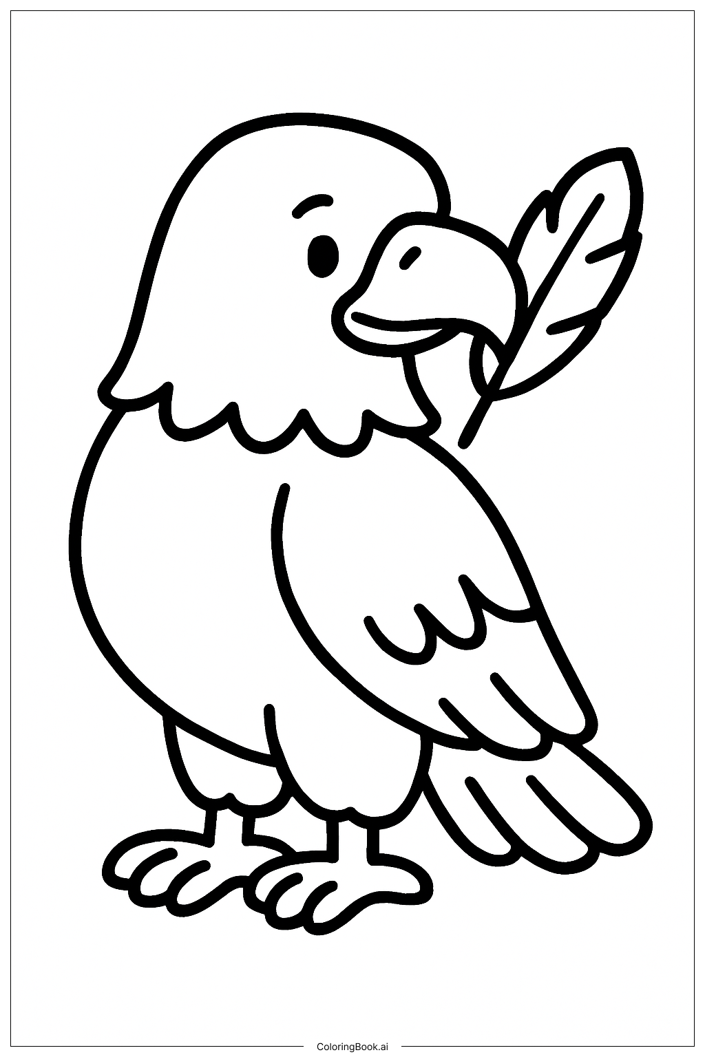 Página para colorir de Águia Segurando Pena