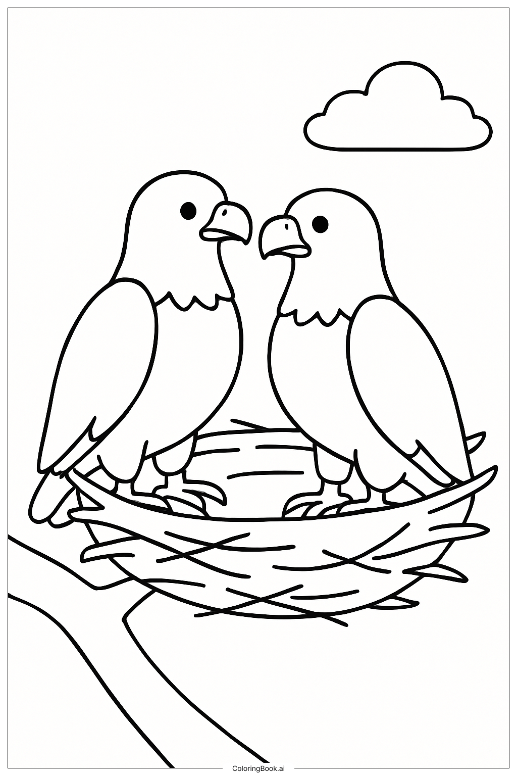 Página para colorir de Par de Águias no Ninho