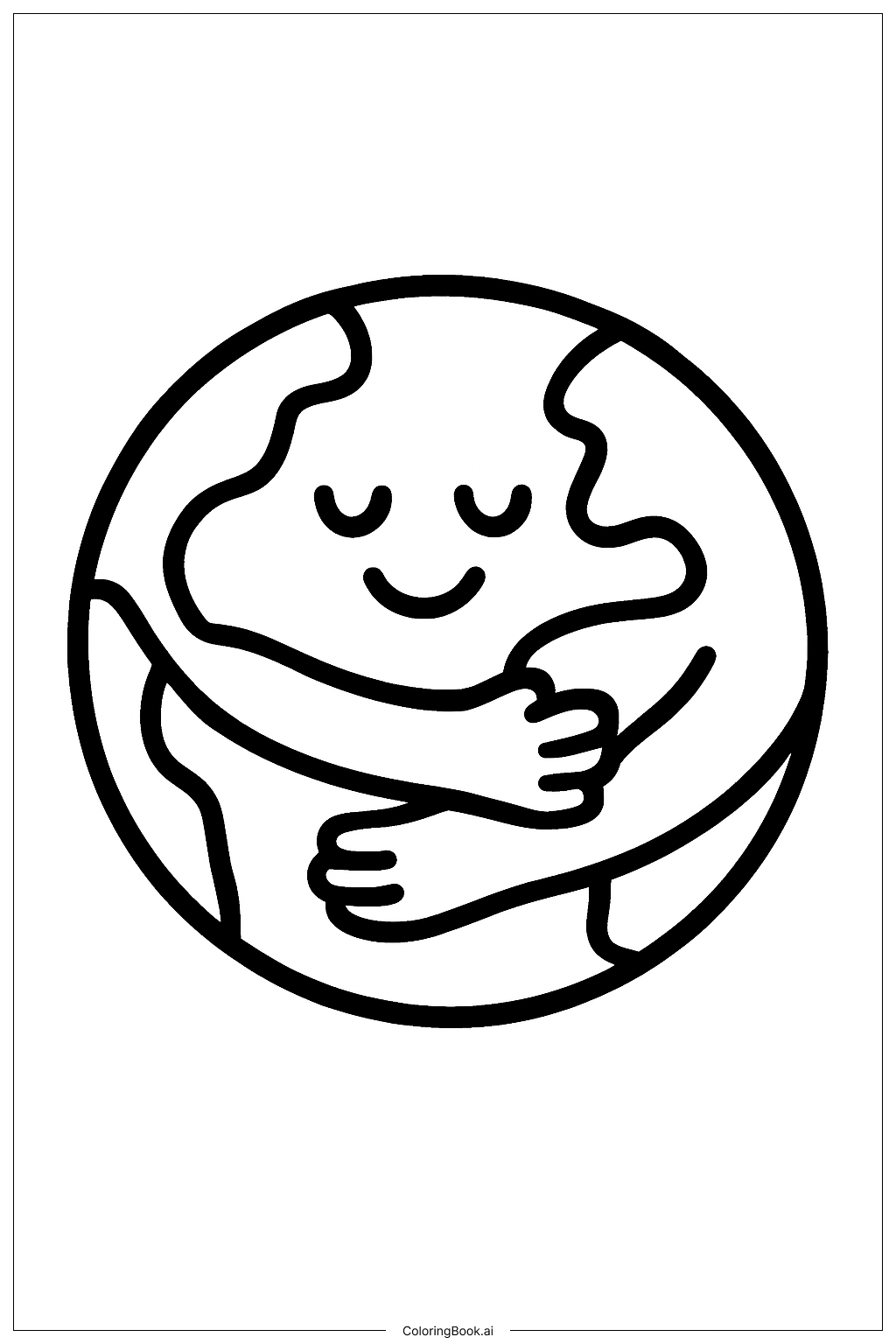  Page de coloriage La Terre qui s'embrasse elle-même 