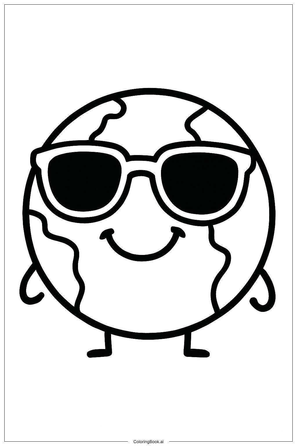  Page de coloriage Terre avec des lunettes de soleil 