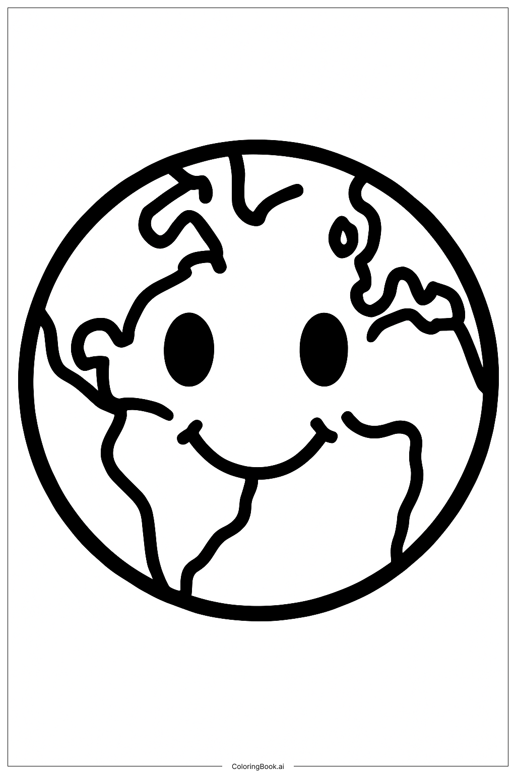  Page de coloriage Terre au visage amical 
