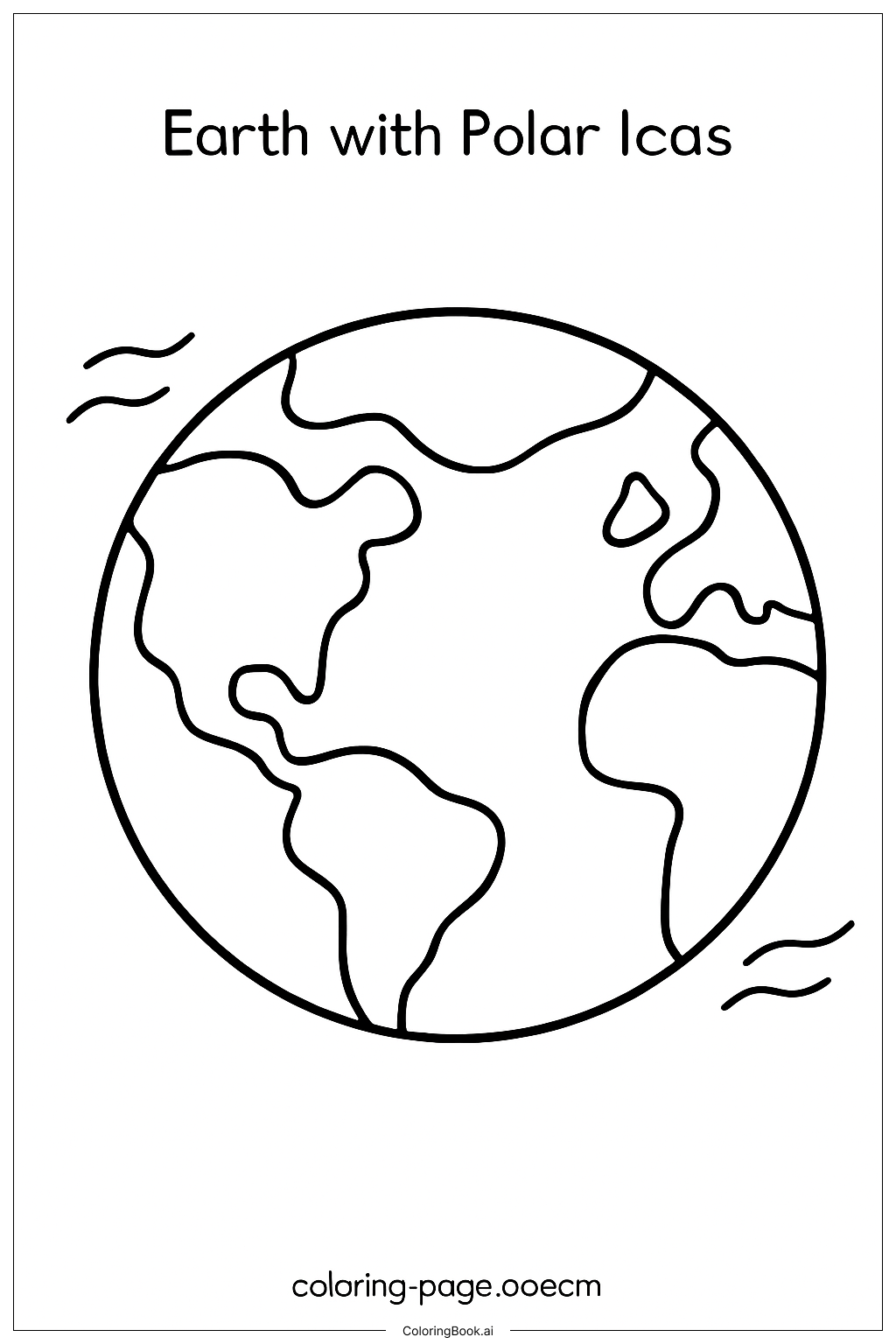  Page de coloriage La Terre avec les calottes glaciaires polaires 