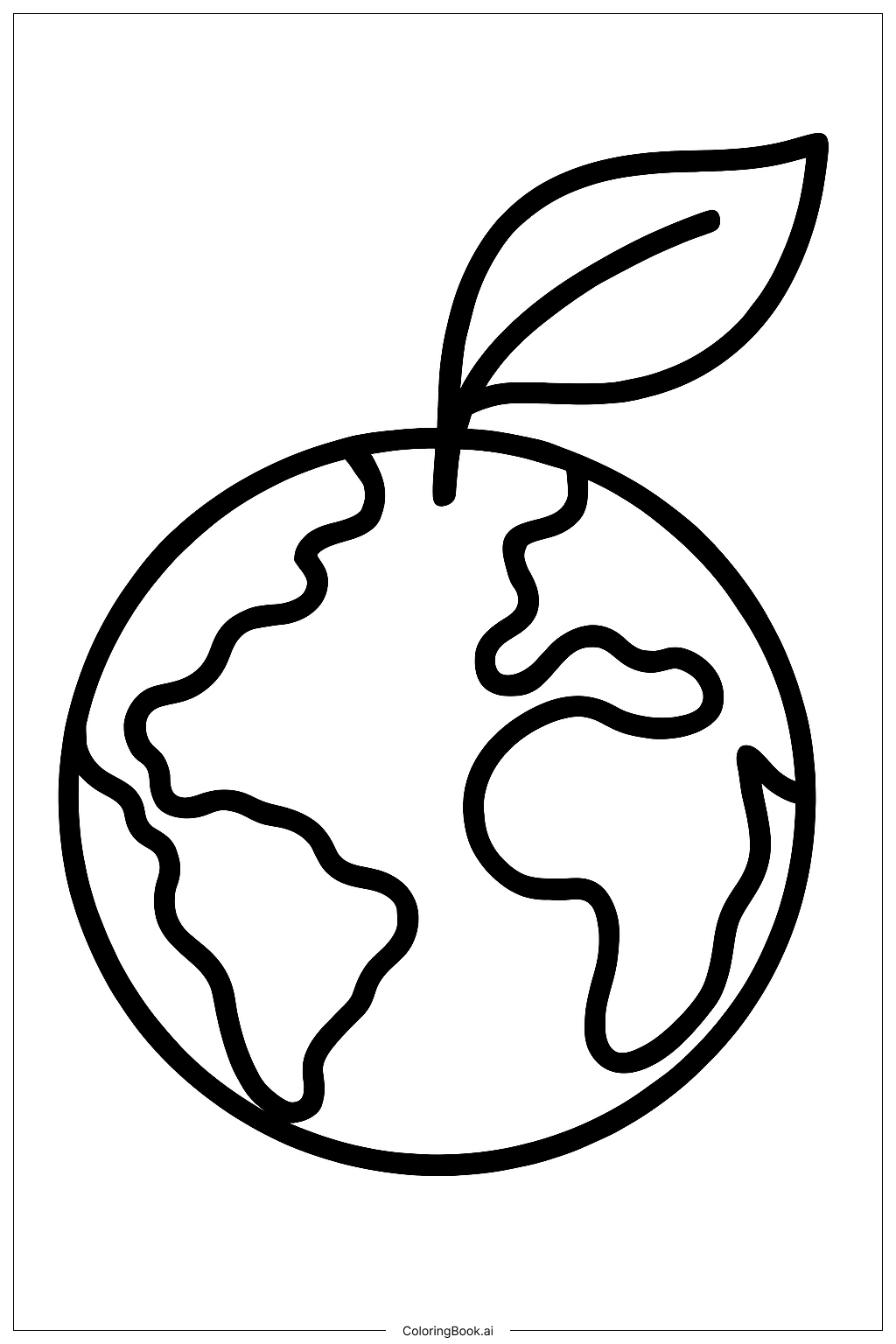  Page de coloriage Terre avec Petite Feuille 