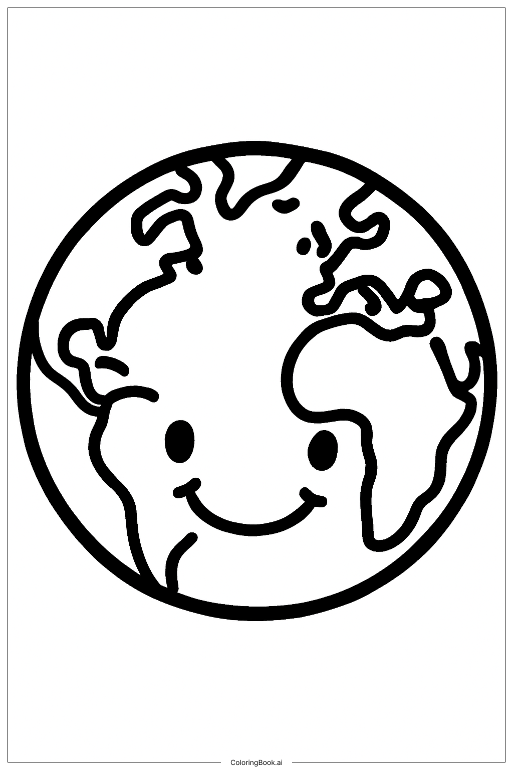  Page de coloriage Terre au Sourire Chaleureux 