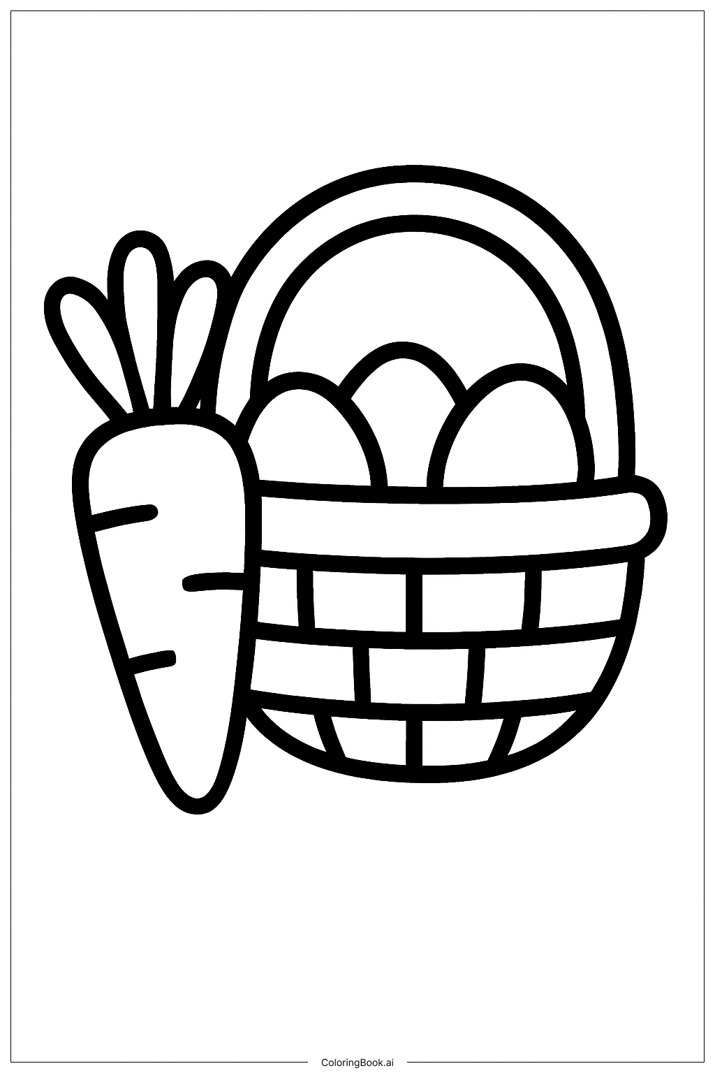  Page de coloriage Panier de Pâques et Carotte 