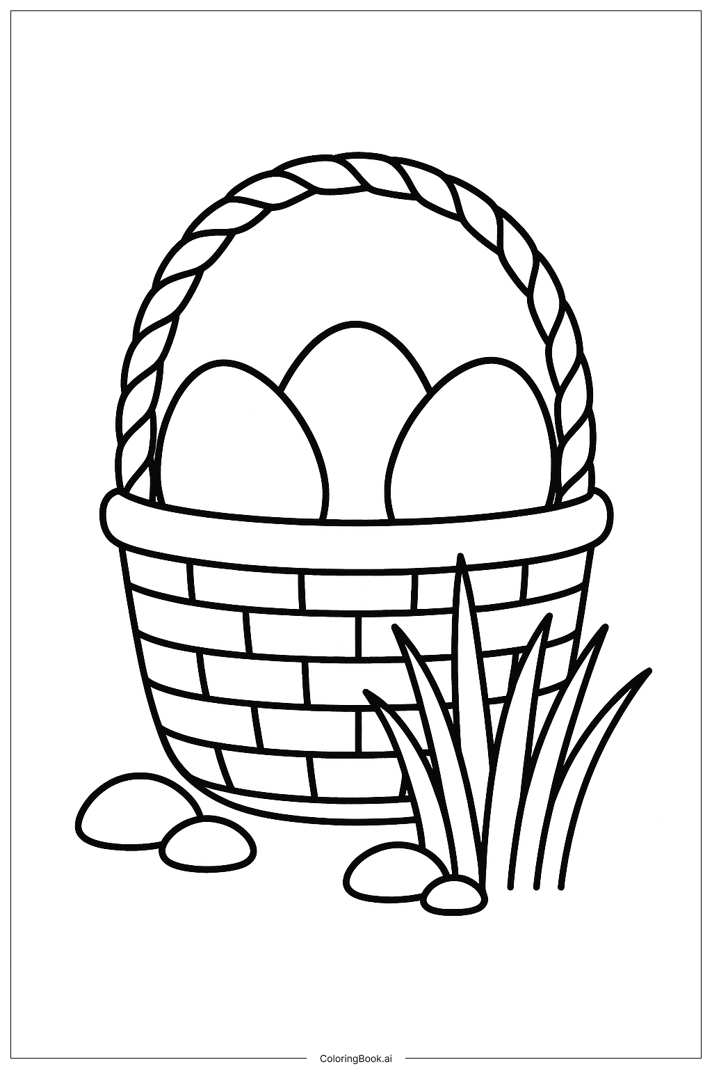  Easter Basket And Hidden Eggs Coloring Page 