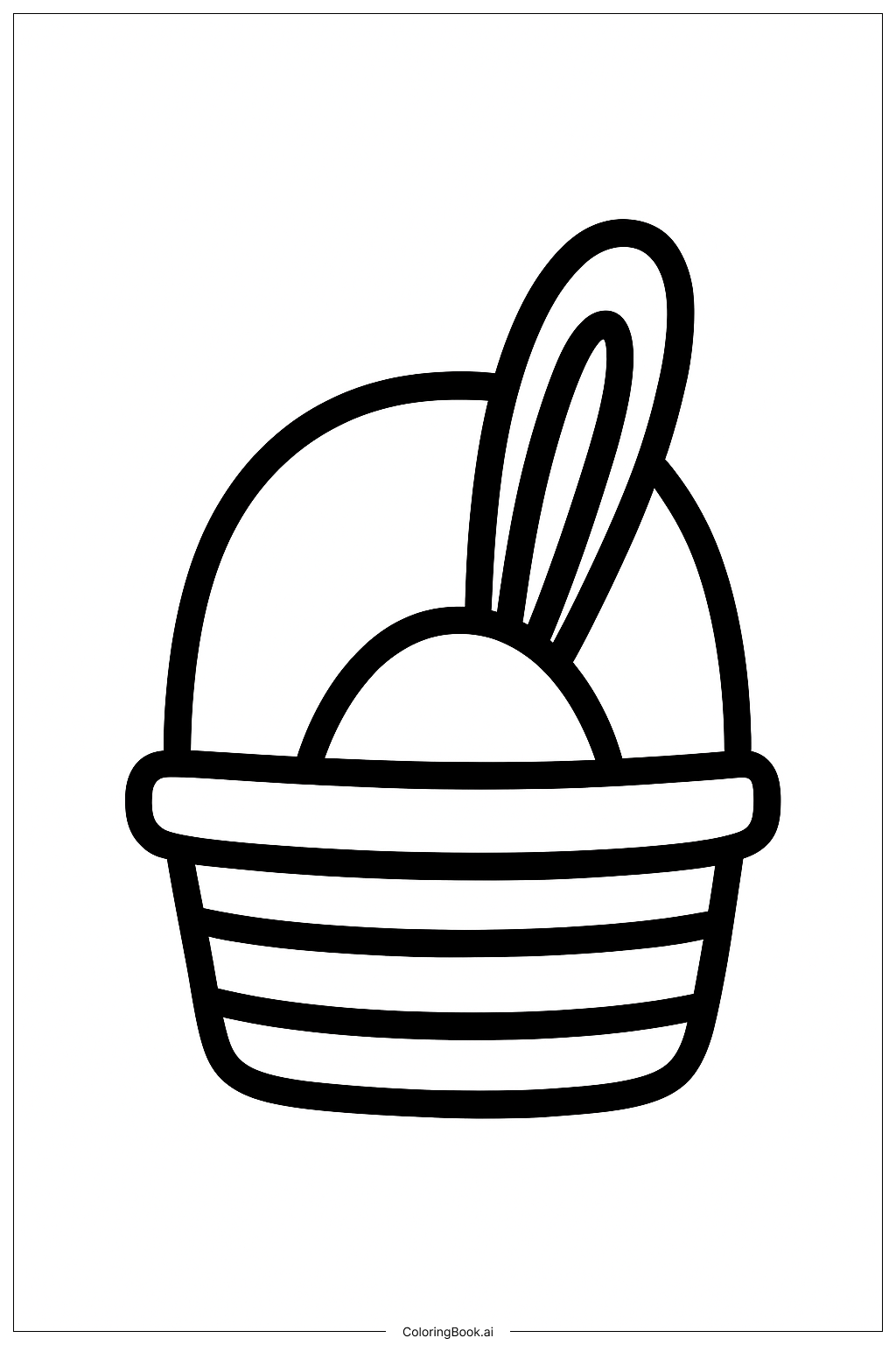  复活节篮子和小兔耳朵填色页 