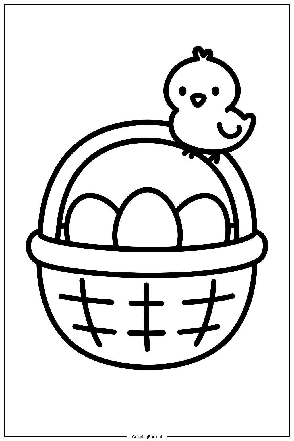  复活节篮子和小鸡填色页 