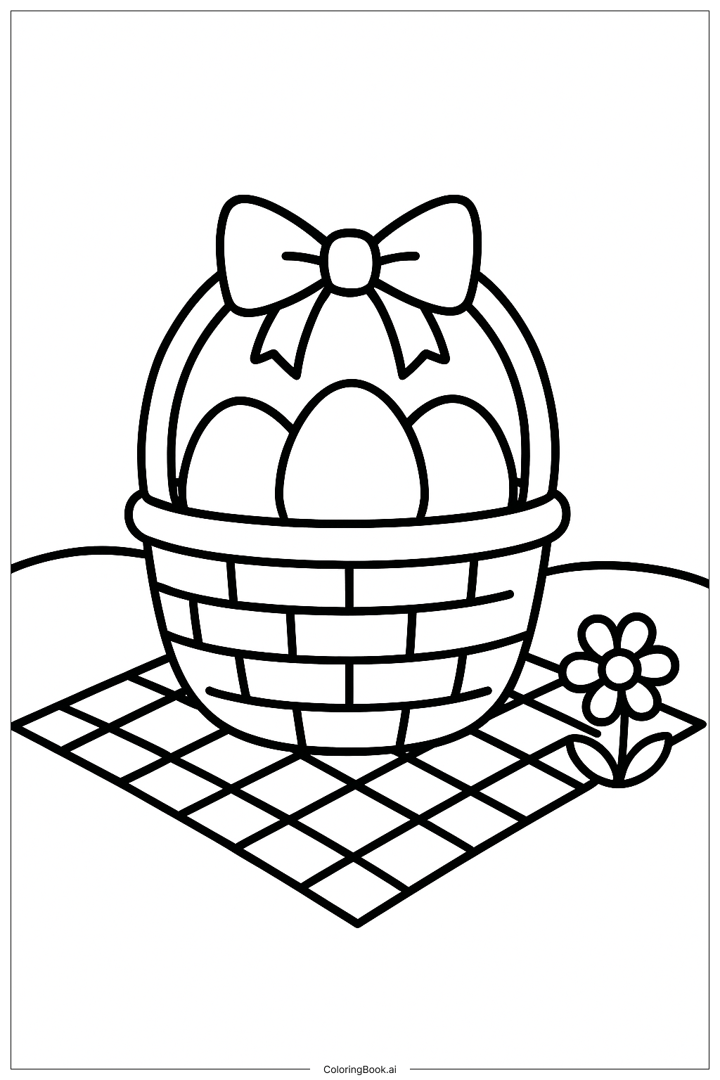  Easter Basket In Picnic Scene Coloring Page 