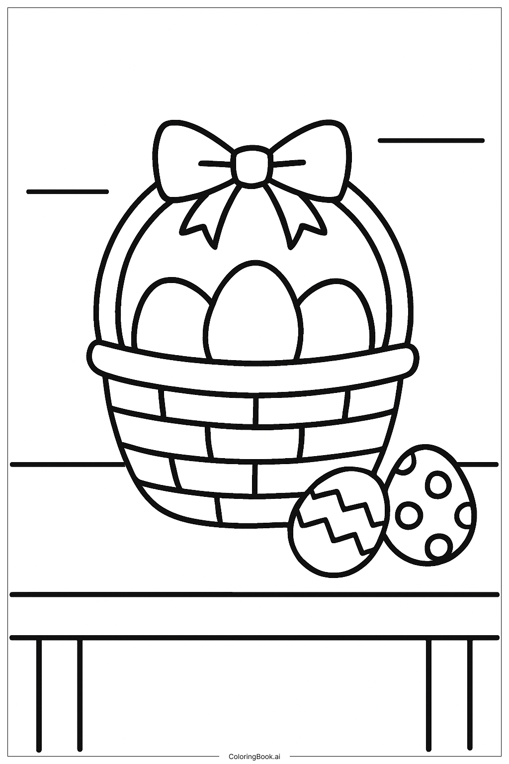  Easter Basket On Table Coloring Page 