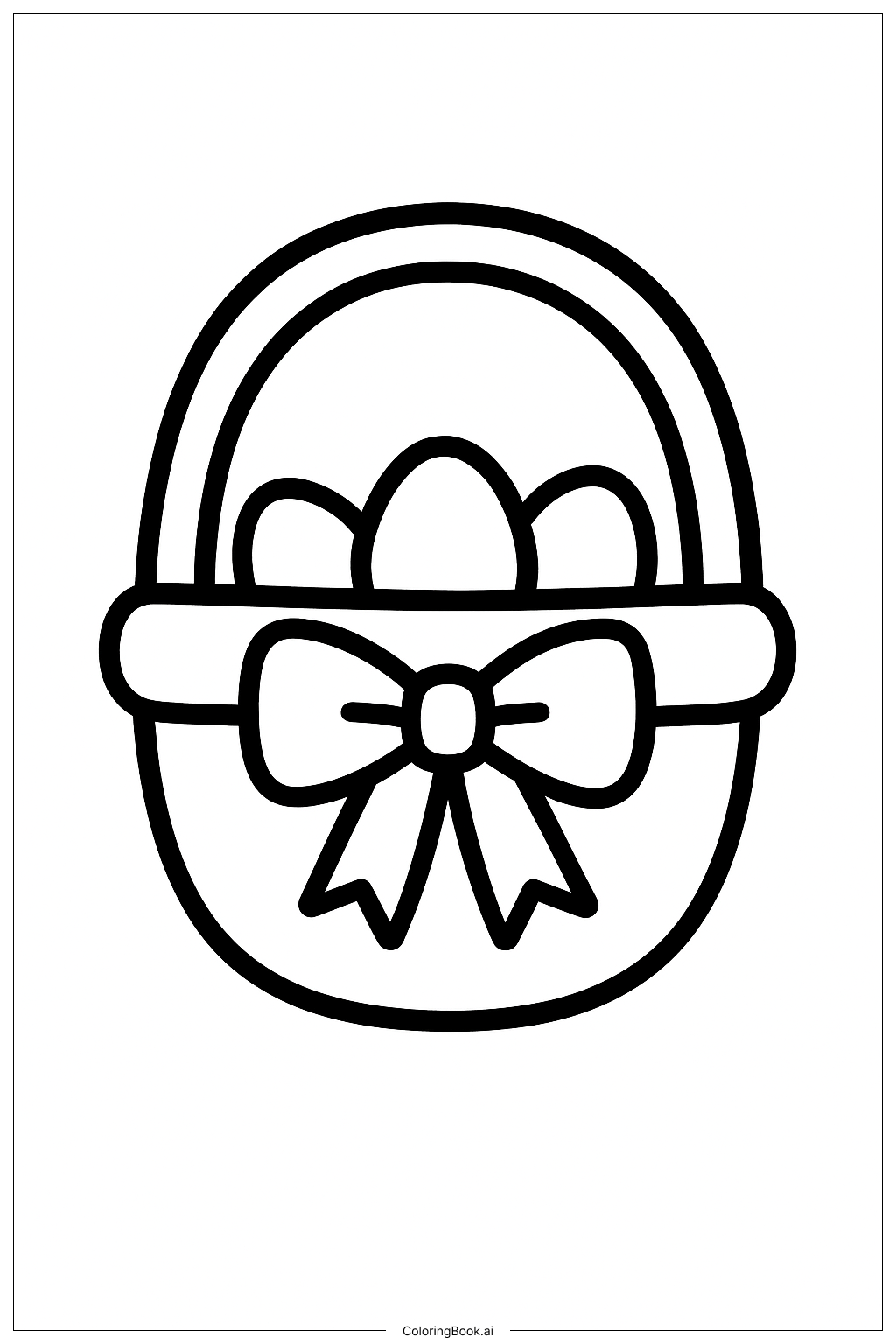  带大蝴蝶结的复活节篮子填色页 