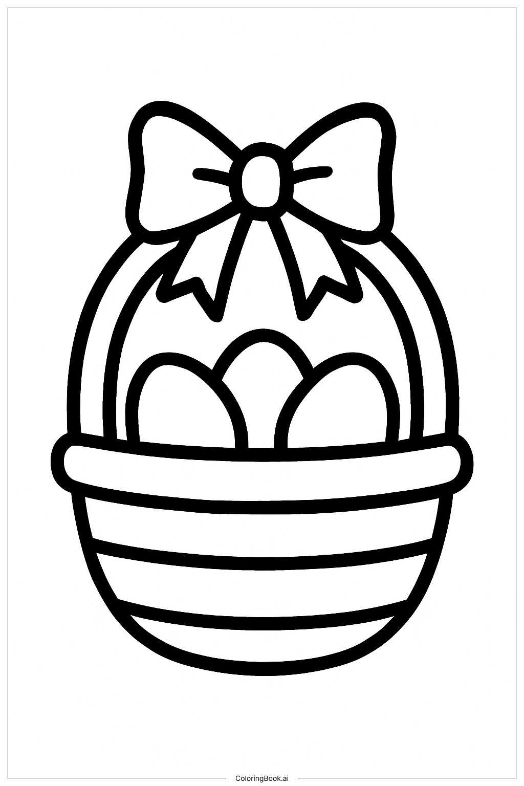  Page de coloriage Panier de Pâques avec Nœud 