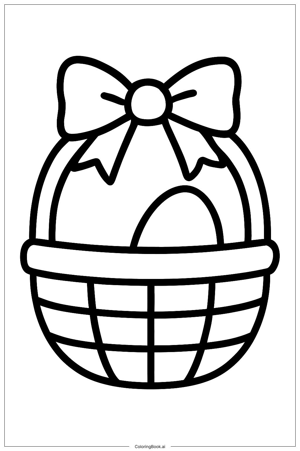  Easter Basket With Bow Coloring Page 