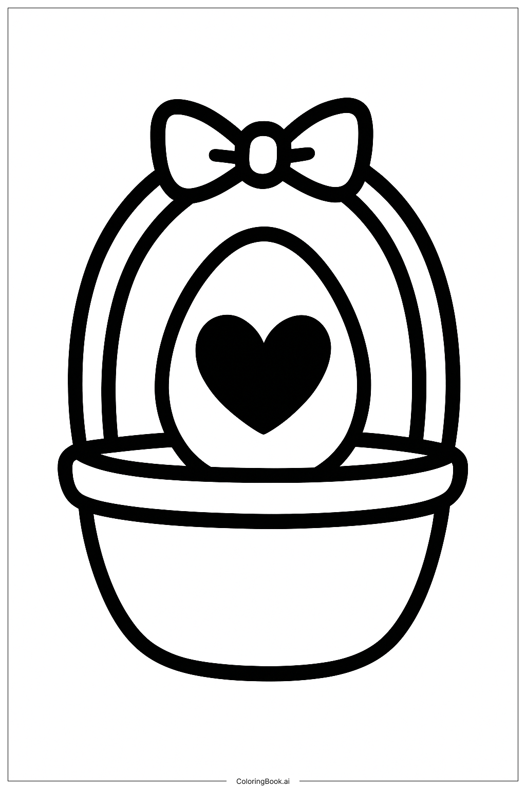 Panier de Pâques avec œuf en forme de cœur