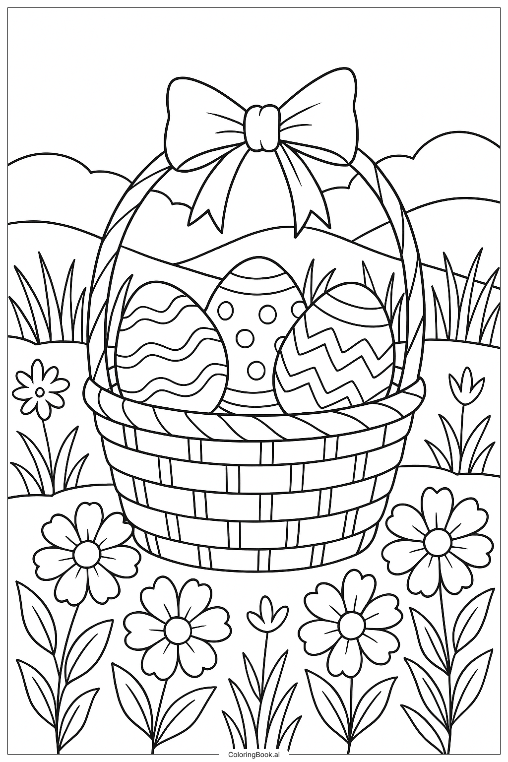 Easter Basket And Carrot Coloring Page Free PDF PNG Printable Easter Basket And Carrot Coloring Page Free PDF PNG Printable