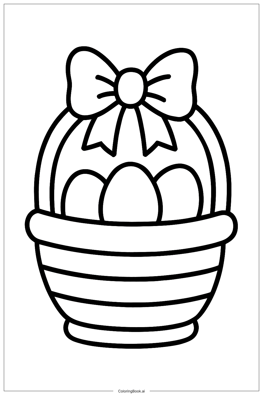  一个大蝴蝶结的复活节篮子填色页 