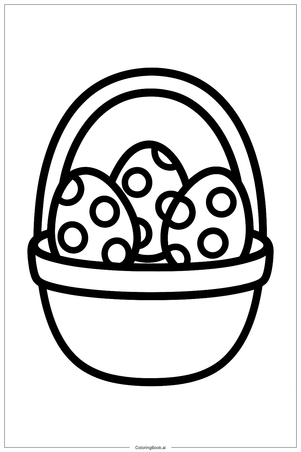  波点彩蛋复活节篮子填色页 