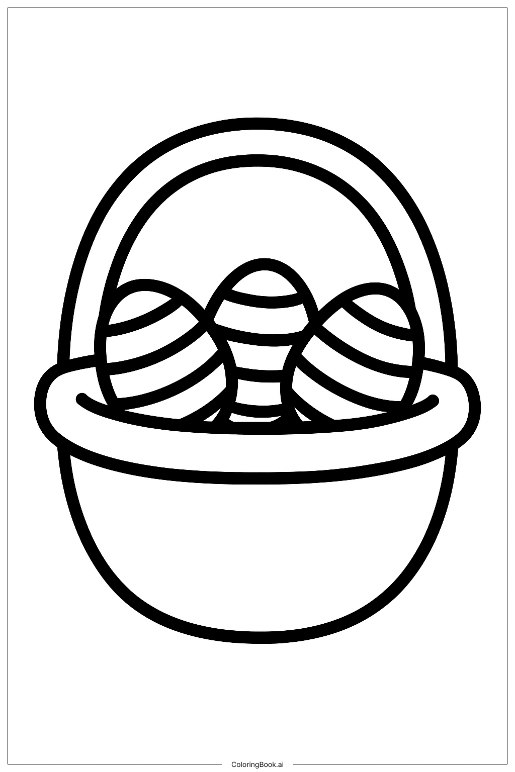 带条纹彩蛋的复活节篮子填色页 