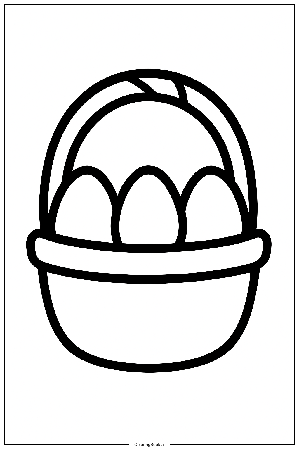  Page de coloriage Panier de Pâques avec Trois Œufs 