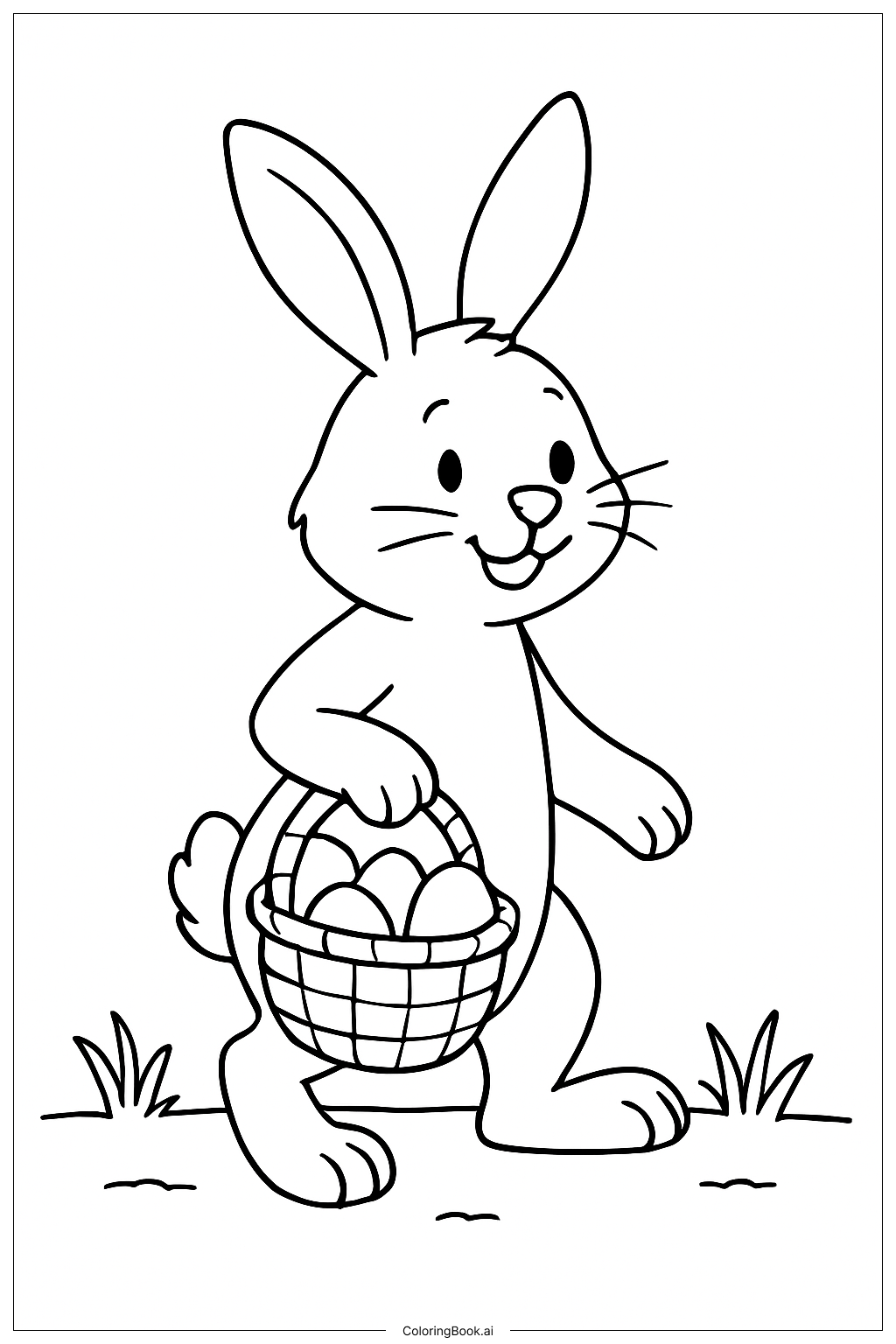  Easter Bunny With Basket Coloring Page 