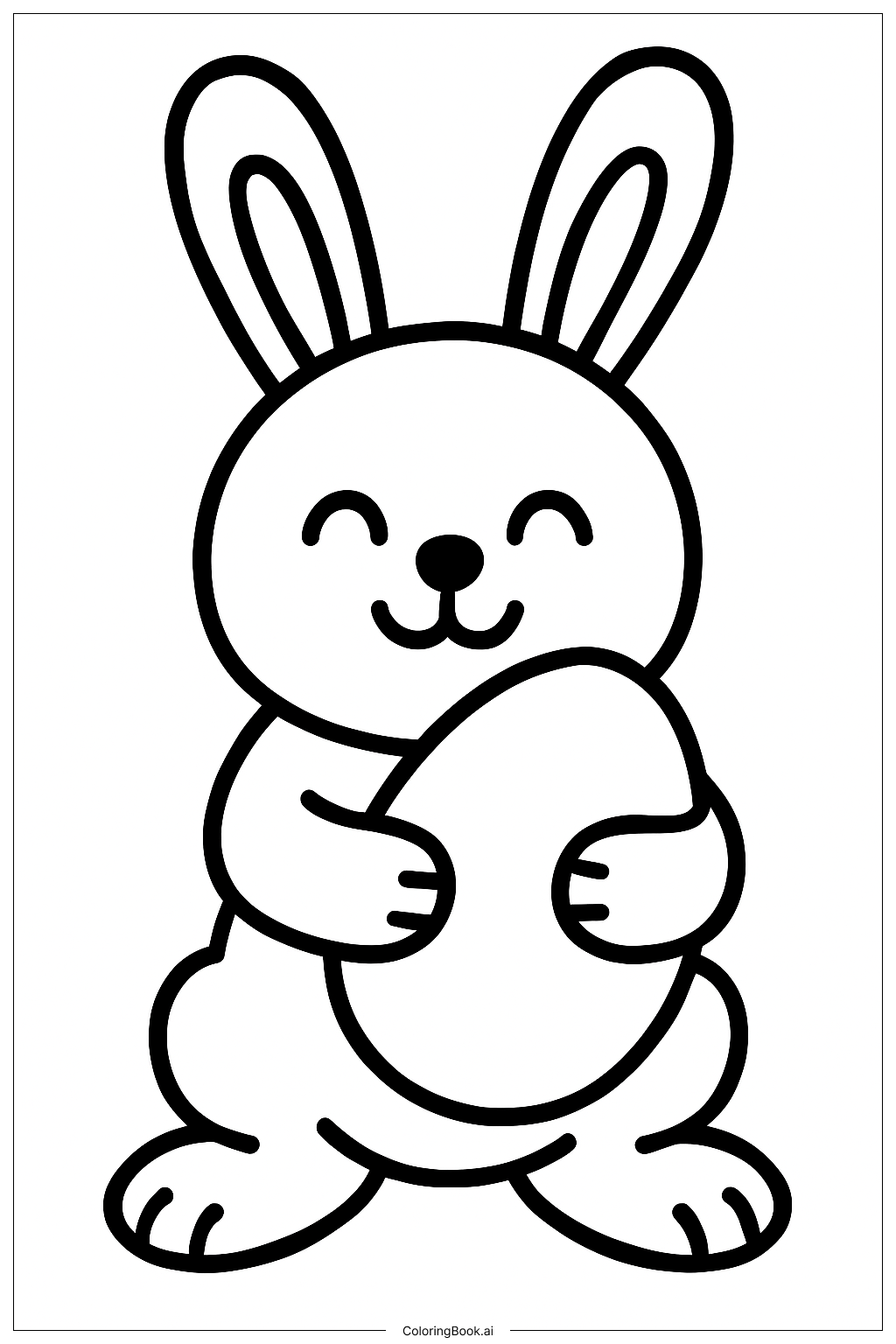  Easter Bunny With Egg Coloring Page 