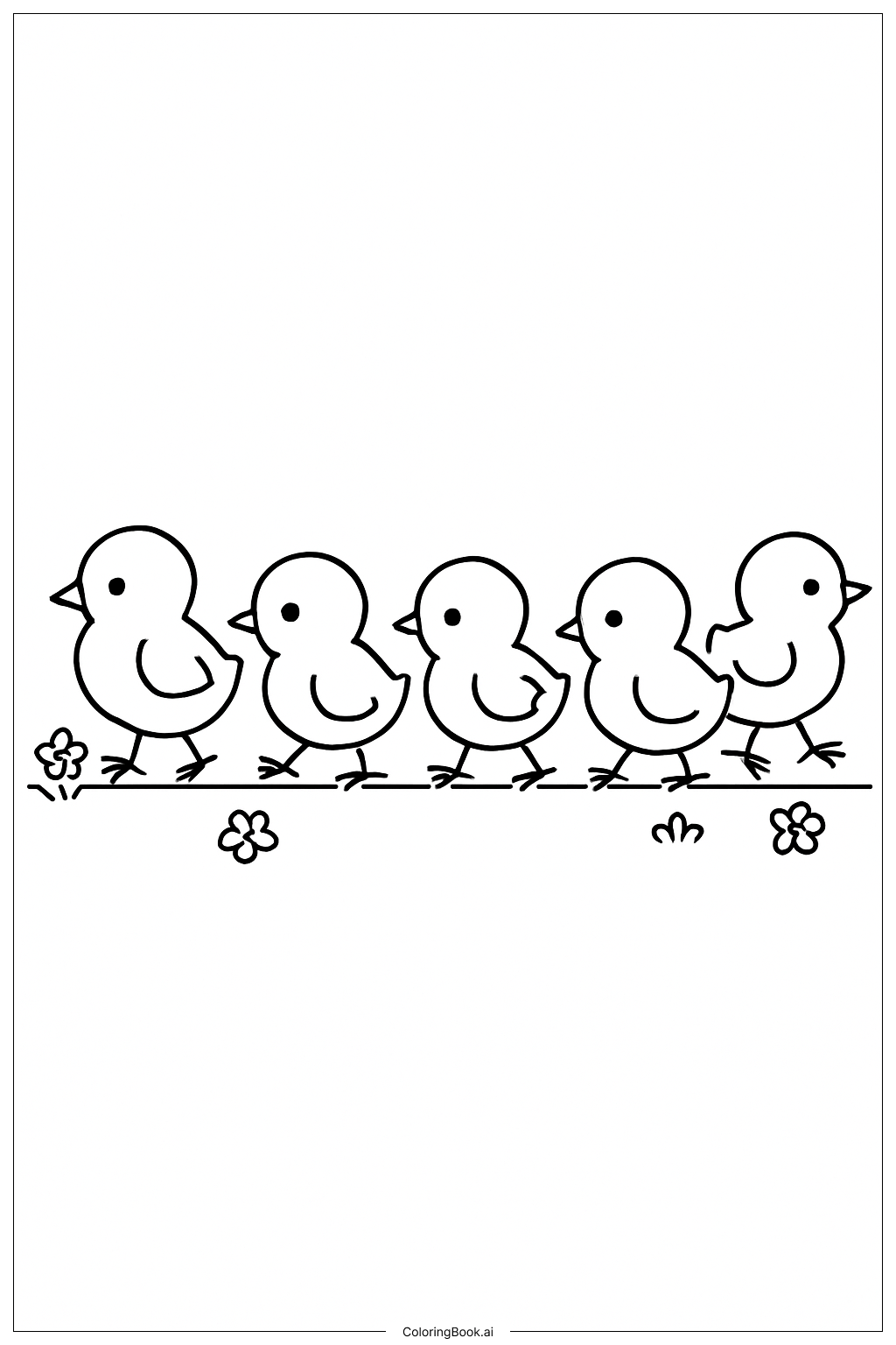  Easter Chick Parade Coloring Page 