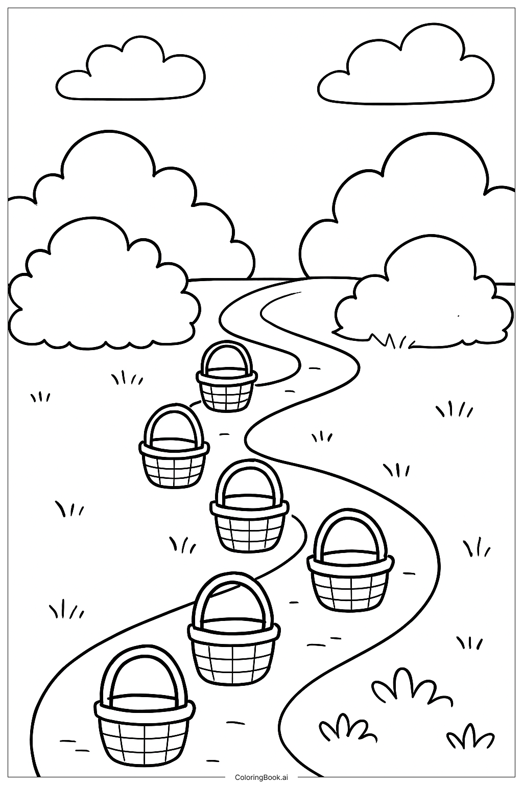  Easter Egg Basket Trail Coloring Page 