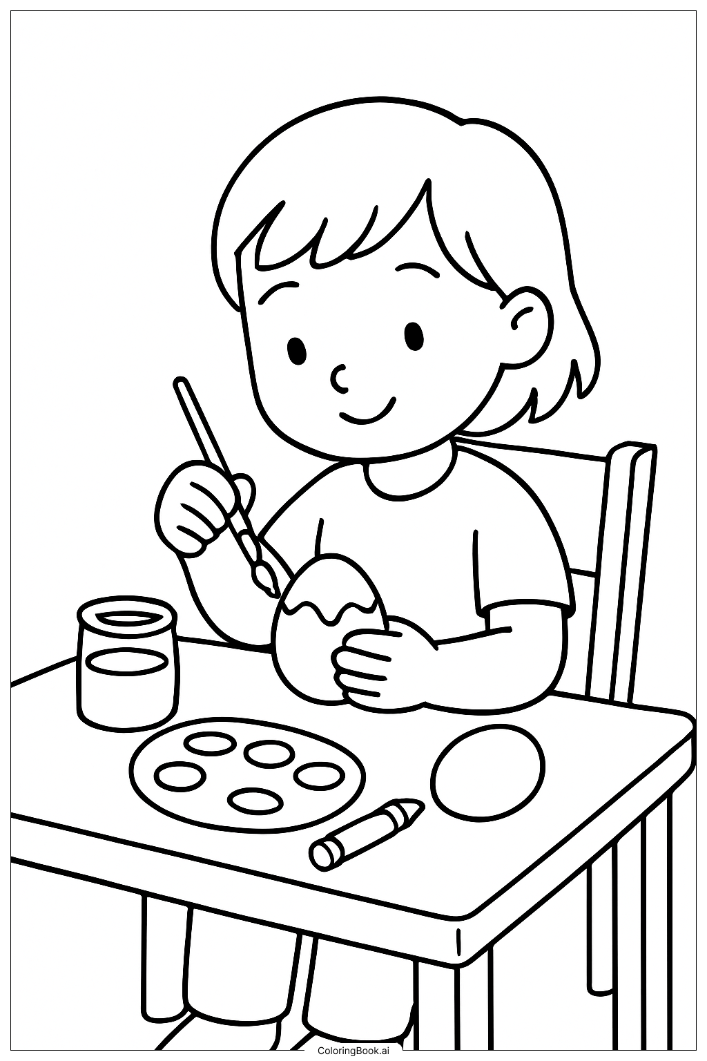  Easter Egg Decorating Table Coloring Page 