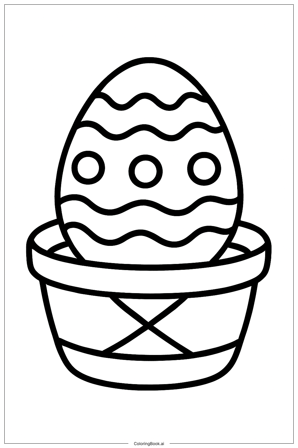  Página para colorear de Huevo de Pascua en Cesta 