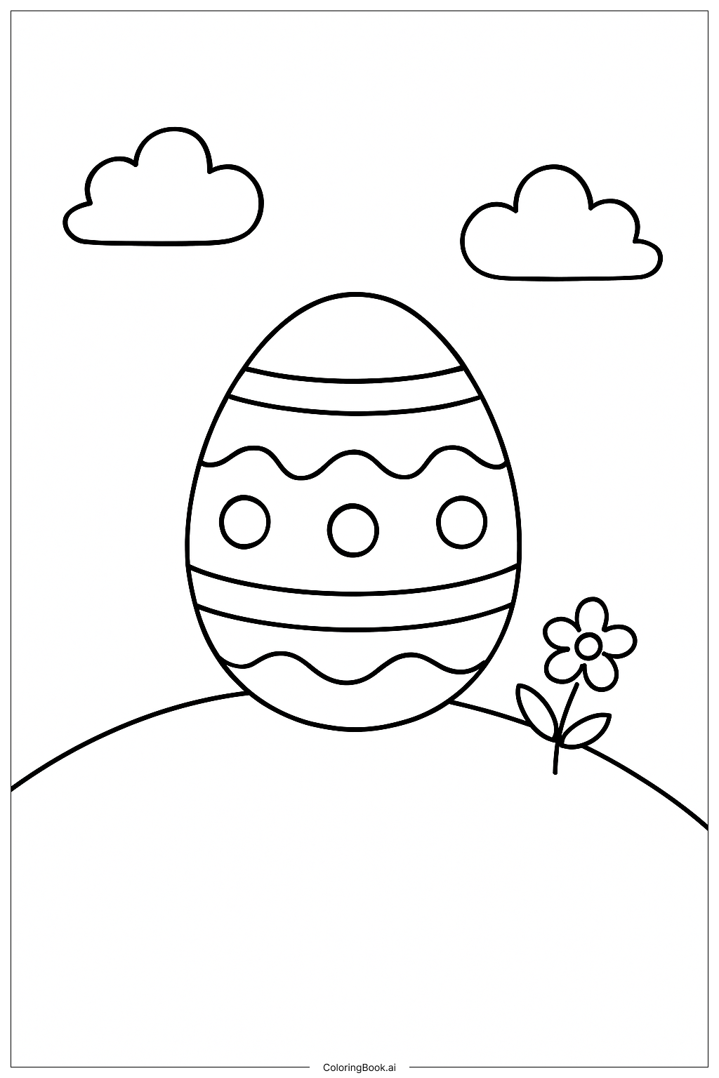  Osterei auf einem Hügel mit Wolken Ausmalseite 