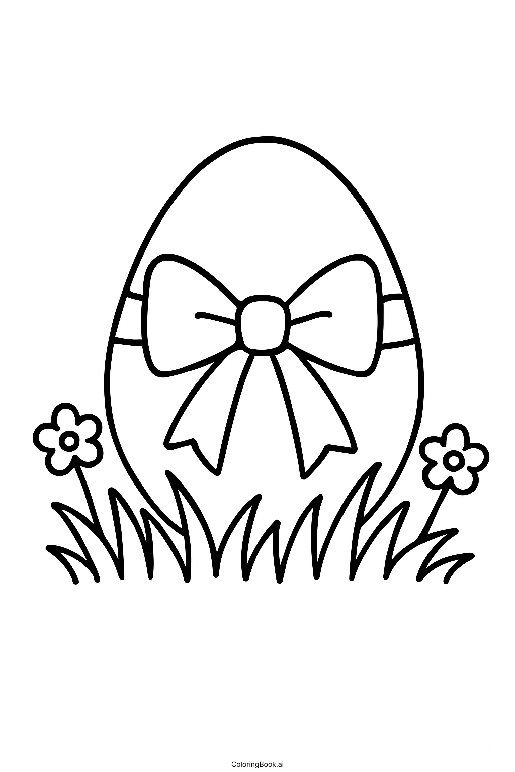 Osterei mit Schleife und Gras