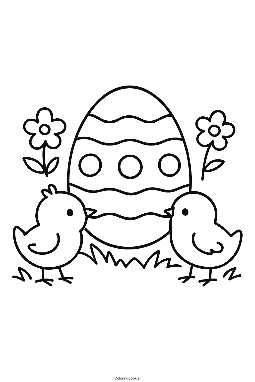  Osterei mit Küken drumherum Ausmalseite 