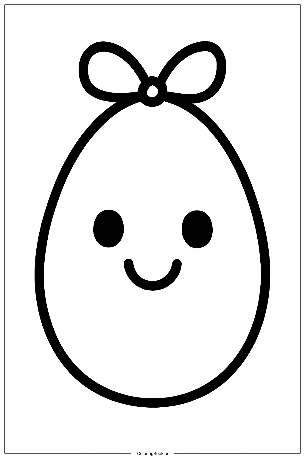  Página para colorear de Huevo de Pascua con Cara y Lazo 